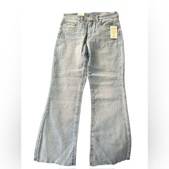 BlankNYC Women's The Varick Jeans Kick Flare Raw Hem SZ 27 Light Wash 26' Inseam - Picture 2 of 5